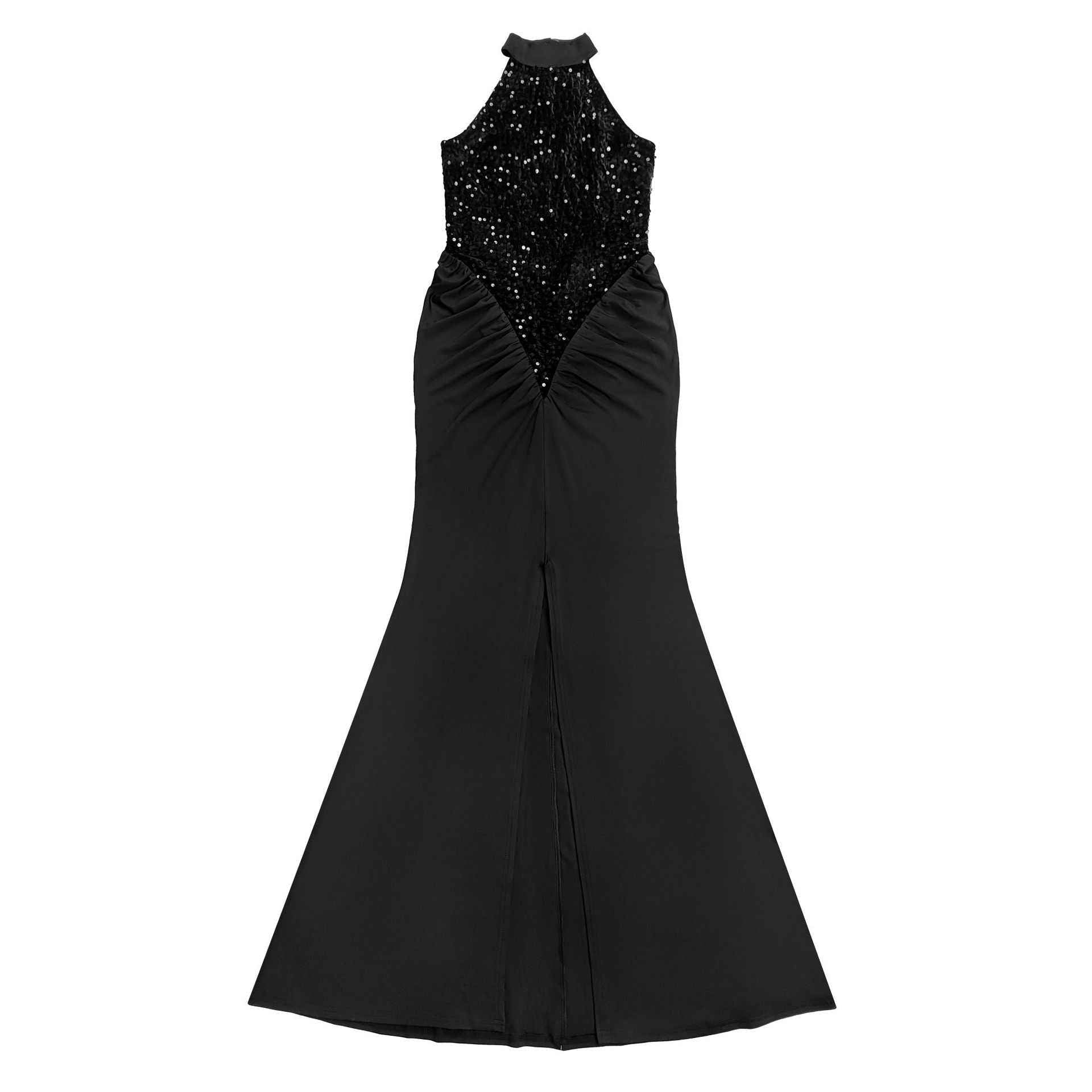 Sequin Velvet Split Maxi Dress - Bodycon Prom Gown