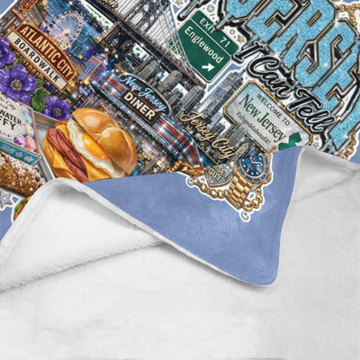Cornflower Blue He's From New Jersey Fleece Blanket 60x80
