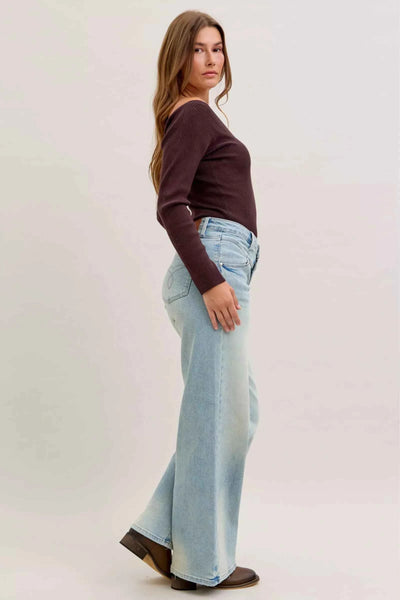 Judy Blue High Waist Column Straight Jeans - Medium Wash