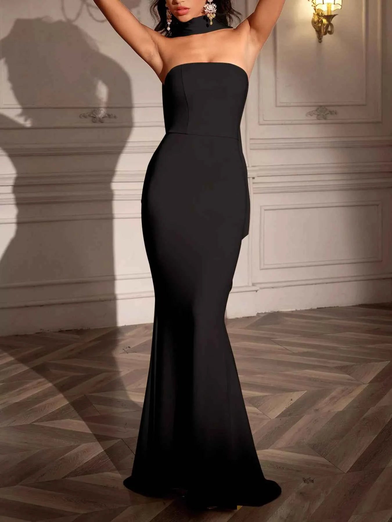 Tube Mermaid Maxi Dress with Scarf Detail