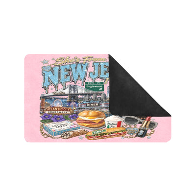 Pink She's From New Jersey Doormat - NJ Collage Welcome Mat 30x18