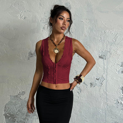 Lace Allure Top - Sexy Crop with Delicate Trim