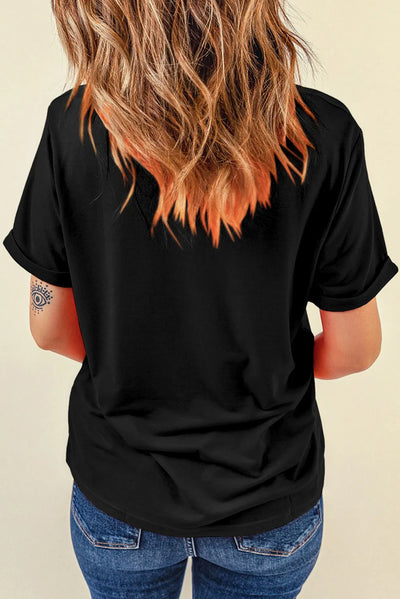 Graphic Round Neck Short Sleeve T-Shirt - Fashions Envy