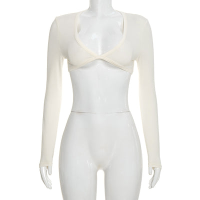 Three-Piece Capri Activewear Set - V-Neck Top and Halter Bra