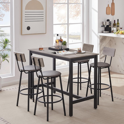 Grey Bar Table Set with 4 Bar Stools_0
