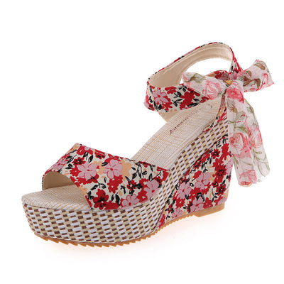 Women's Bohemian High Heel Sandals - Strappy Design - Fashions Envy