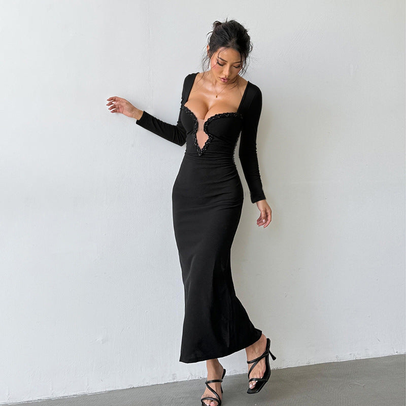 Sweetheart Cut-out Party Dress - Sparkling Bodycon Gown