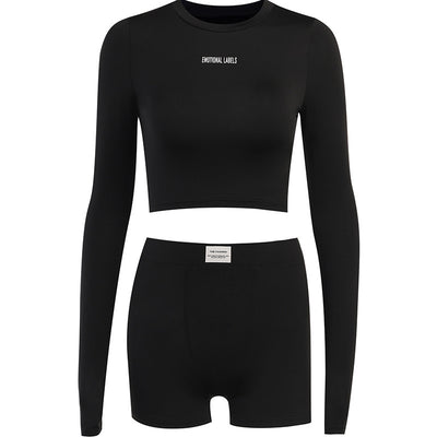 Knit Shorts Set - Long Sleeve Two-Piece Outfit
