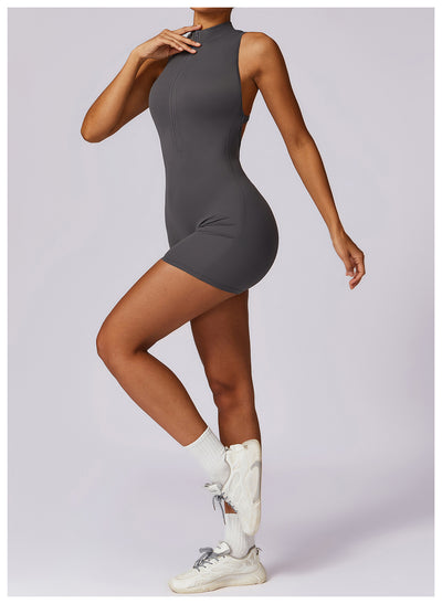 Half-Zip Backless Romper - Butt-Lift Technology