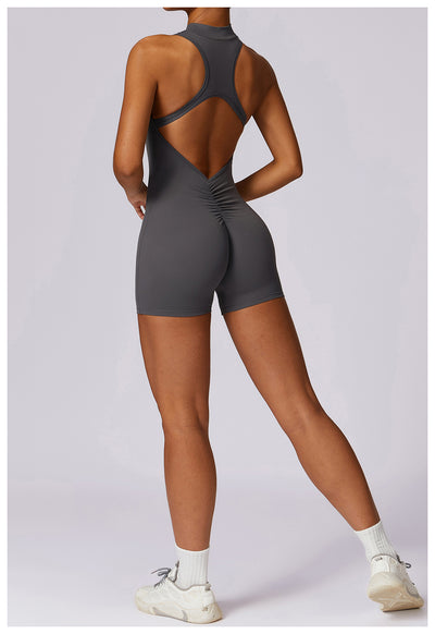 Half-Zip Backless Romper - Butt-Lift Technology