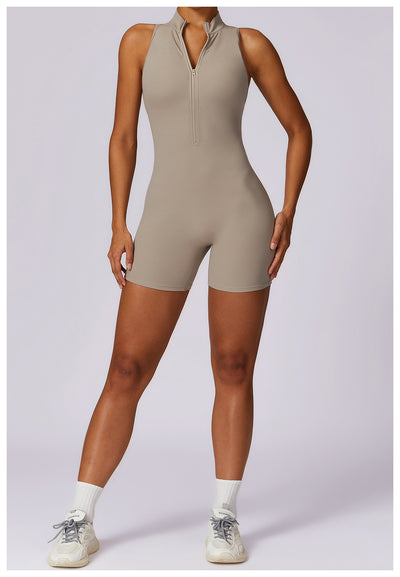 Half-Zip Backless Romper - Butt-Lift Technology