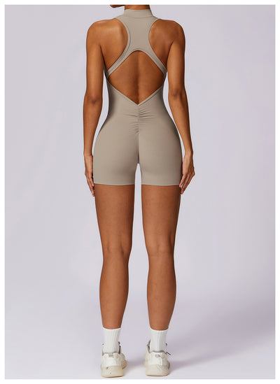Half-Zip Backless Romper - Butt-Lift Technology