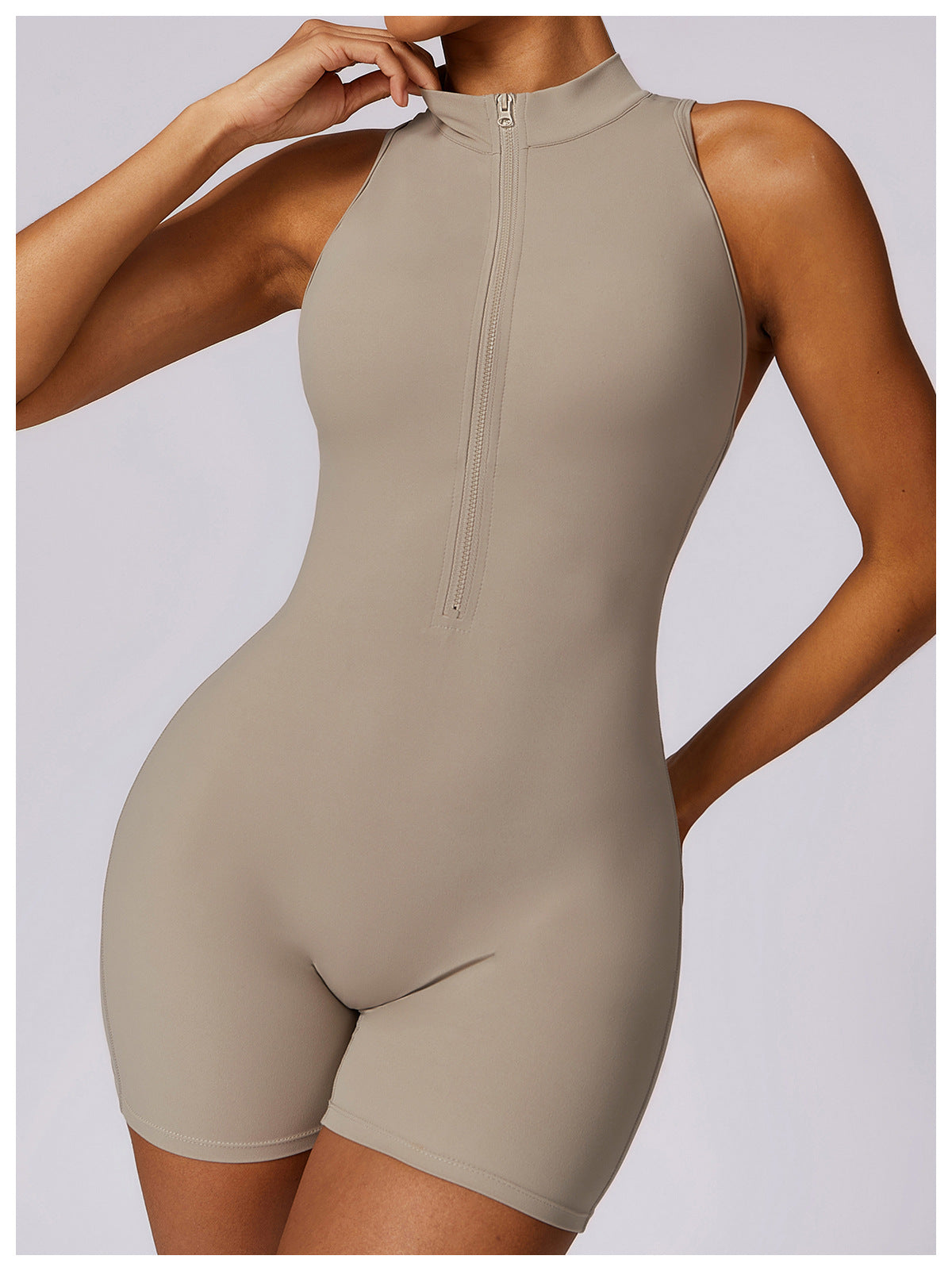 Half-Zip Backless Romper - Butt-Lift Technology