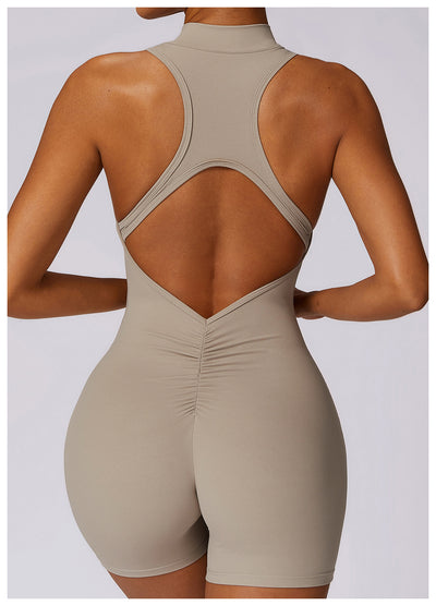 Half-Zip Backless Romper - Butt-Lift Technology