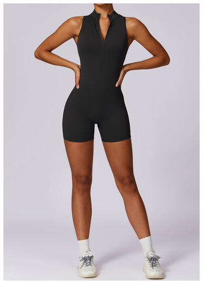Half-Zip Backless Romper - Butt-Lift Technology