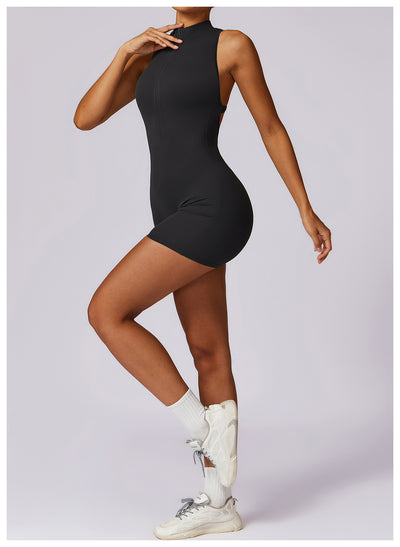 Half-Zip Backless Romper - Butt-Lift Technology