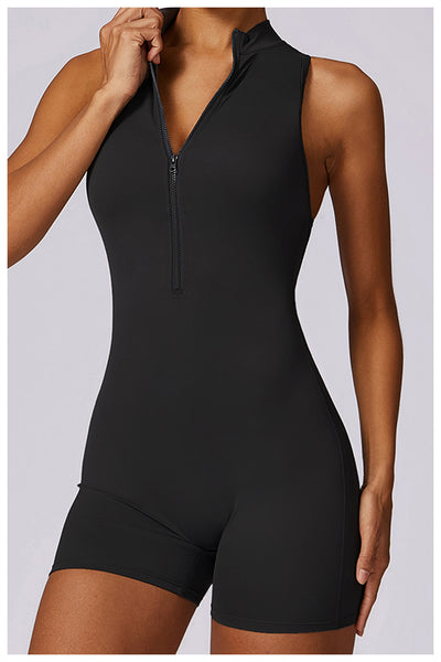 Half-Zip Backless Romper - Butt-Lift Technology