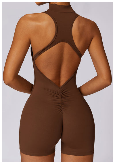 Half-Zip Backless Romper - Butt-Lift Technology