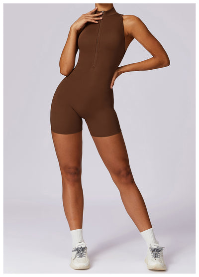 Half-Zip Backless Romper - Butt-Lift Technology