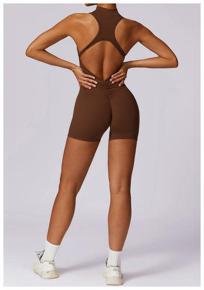 Half-Zip Backless Romper - Butt-Lift Technology