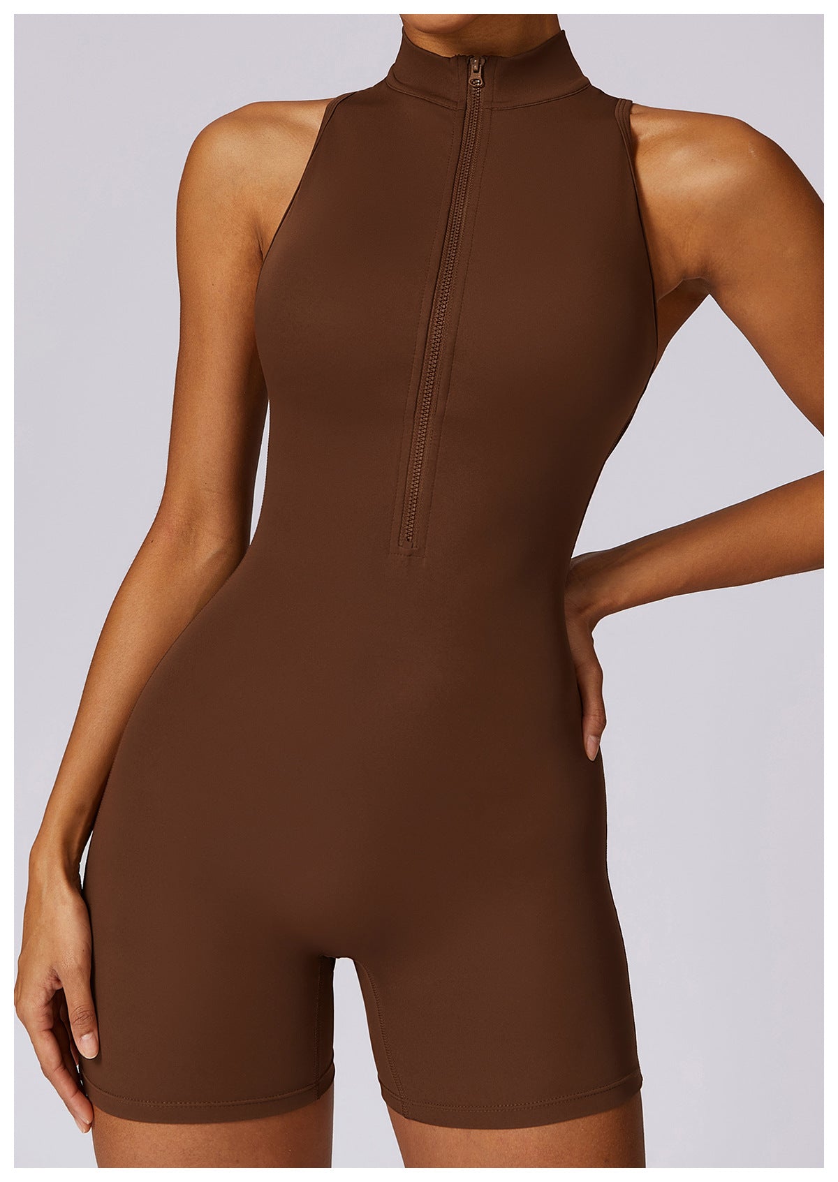 Half-Zip Backless Romper - Butt-Lift Technology