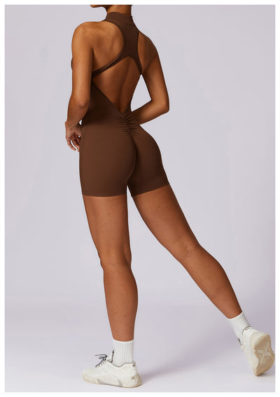 Half-Zip Backless Romper - Butt-Lift Technology