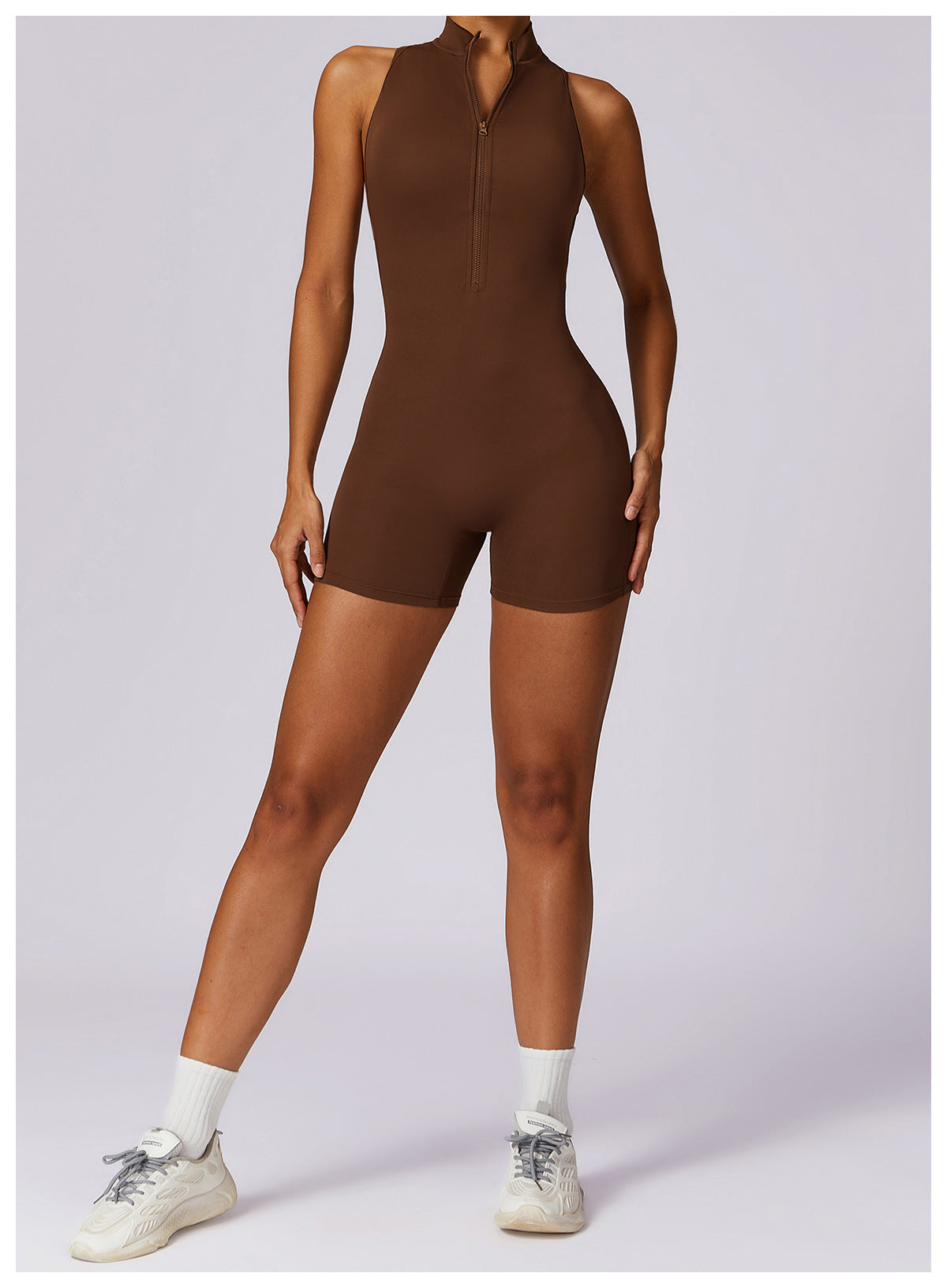 Half-Zip Backless Romper - Butt-Lift Technology