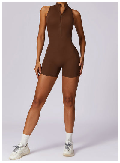 Half-Zip Backless Romper - Butt-Lift Technology