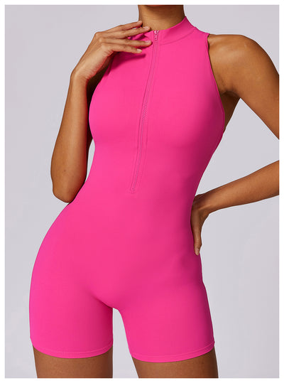 Half-Zip Backless Romper - Butt-Lift Technology