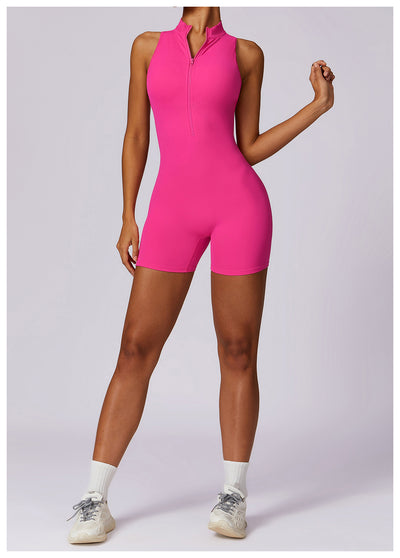 Half-Zip Backless Romper - Butt-Lift Technology