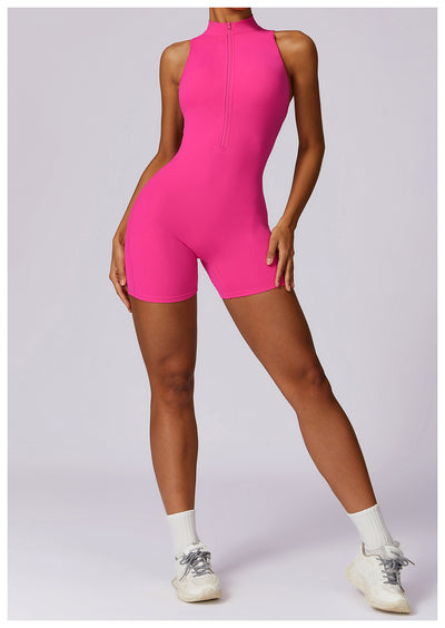 Half-Zip Backless Romper - Butt-Lift Technology
