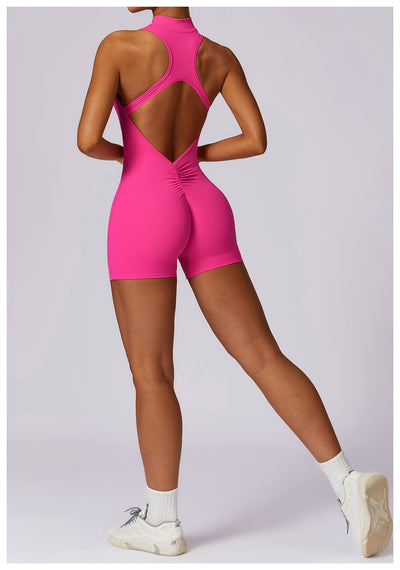Half-Zip Backless Romper - Butt-Lift Technology