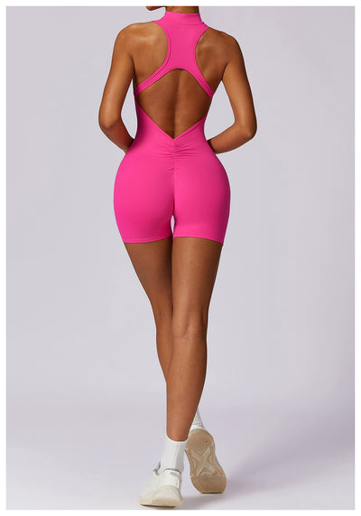 Half-Zip Backless Romper - Butt-Lift Technology