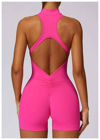 Half-Zip Backless Romper - Butt-Lift Technology