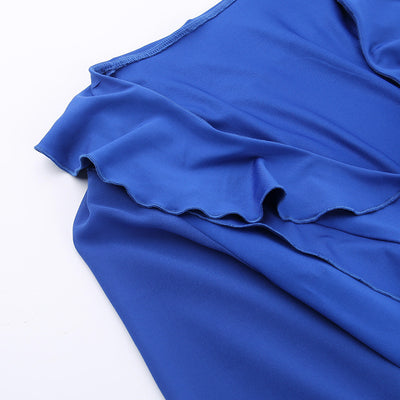 Ruffle Sleeve Mini Dress - Tie Front and Flared Cuffs