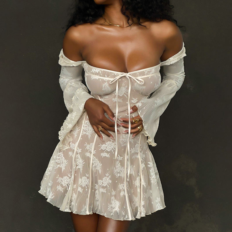 Bell Sleeve Lace Dress - Square Collar Romantic