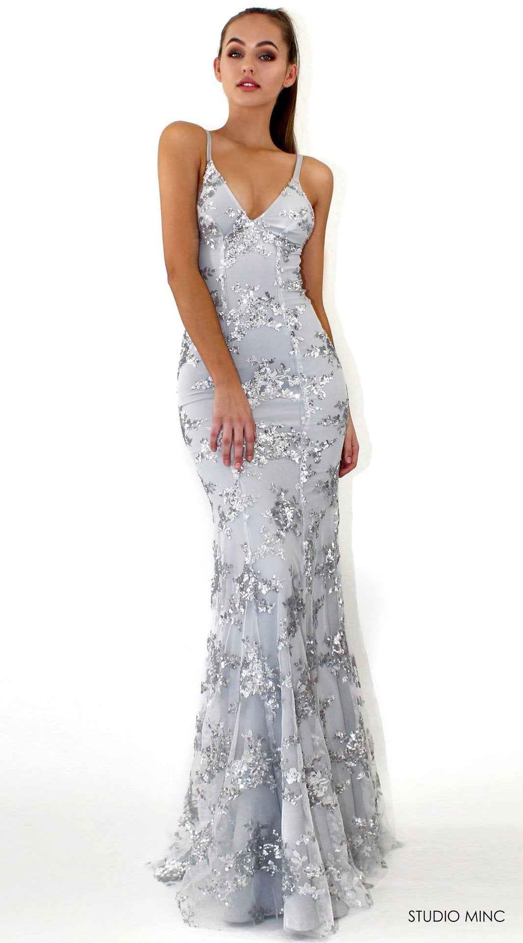 V-Neck Sequin Midi Dress - Spaghetti Strap Slip Style