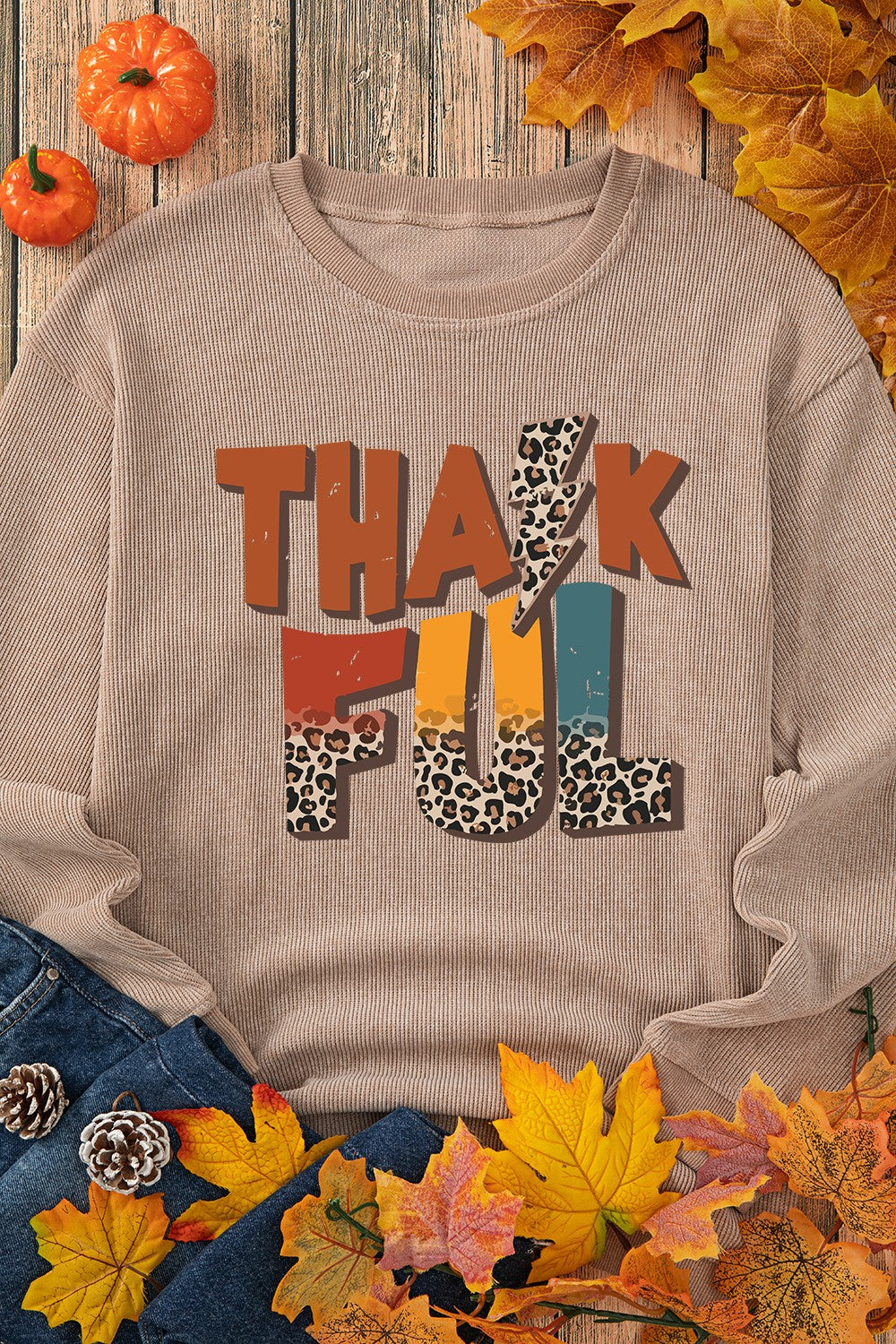 Letter Graphic Round Neck Long Sleeve Sweatshirt - Fashions Envy