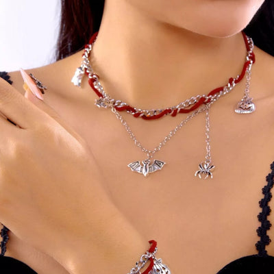 Halloween Double Layer Necklace - Gothic Pendant Jewelry - Fashions Envy