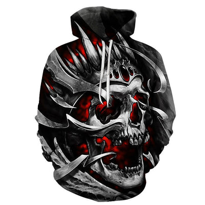 Scary Skull Print Hoodie - Halloween Sweatshirt