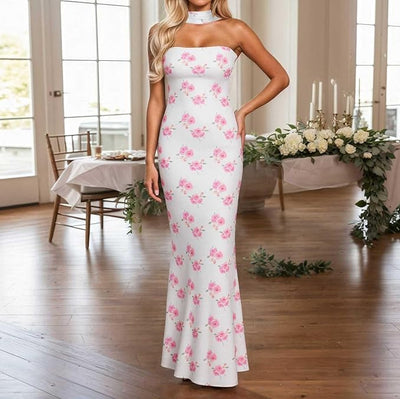 Strapless Ribbon-Trimmed Formal Gown - Fitted Sheath Dress