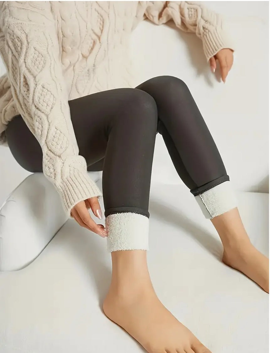 High-Waisted Thermal Leggings - Soft Lining for Cold Days