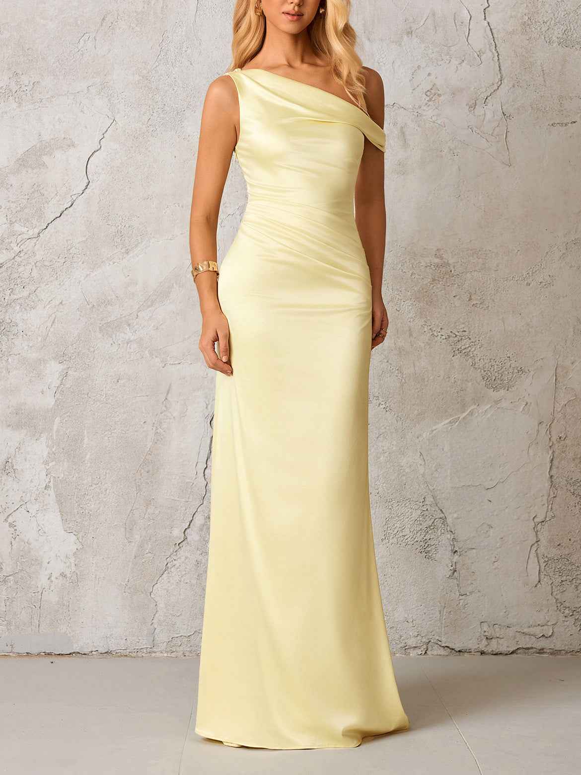 Slant-shoulder Figure-hugging Maxi Dress - Slimming Sexy And Elegant
