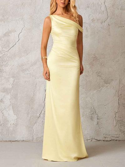 Slant-shoulder Figure-hugging Maxi Dress - Slimming Sexy And Elegant