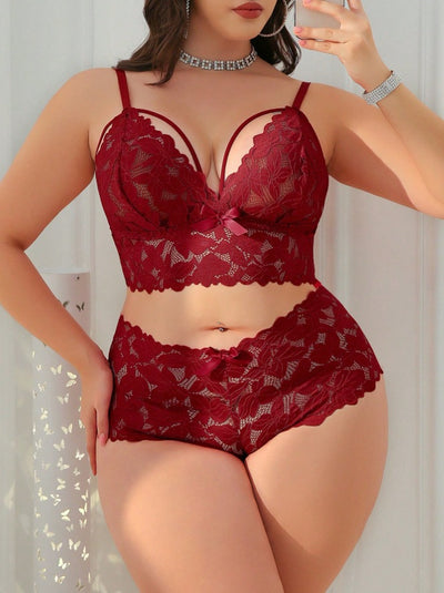 Lace Figure-hugging Bra Set - Sleeveless Lingerie