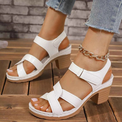 Open Toe Block Heel Sandals - Mid Height Elegant Style