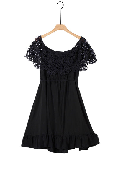Black Off-the-shoulder Lace Sleeves Plus size Dress