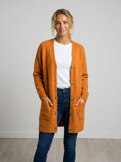 Long Sleeve Knit Cardigan for Women, Loose Oversized Sweater Coat, Thick Cozy Solid Color Button-Up