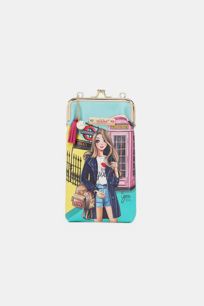 Nicole Lee USA Printed Kisslock Phone and Sunglass Purse - Fashions Envy