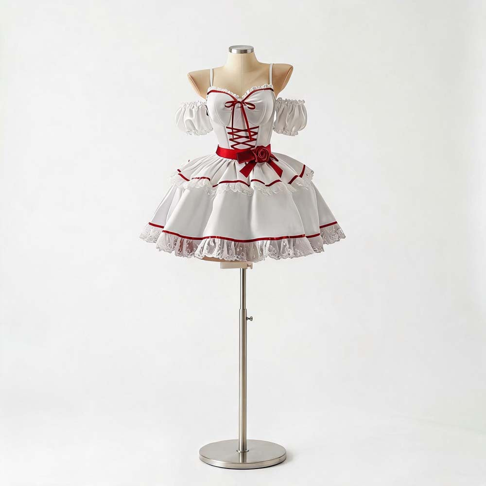 Halloween Annabelle Costume - Creepy Doll Lace Mini Dress Set